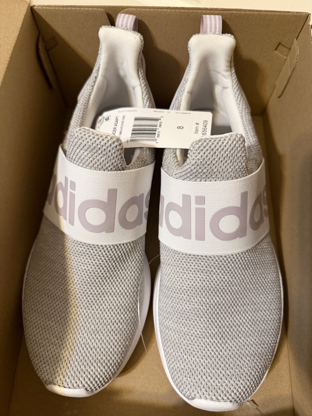Adidas Lite Racer Adapt Slip-On Sneakers - Light Gray 8 NIB